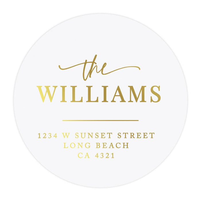 Set of 40 Round Clear Custom Wedding Return Address Labels with Gold Ink-Set of 40-Andaz Press-The Future Mr. & Mrs.-