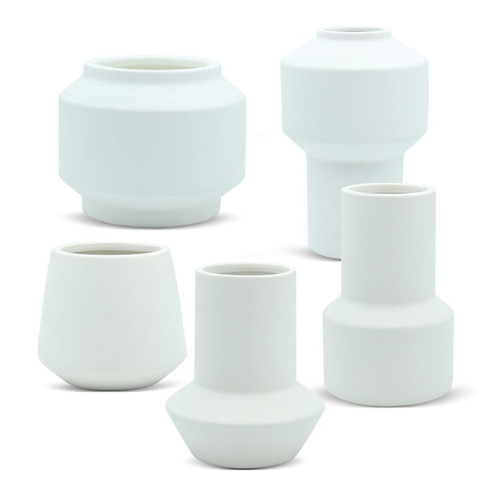 Set of 5 Ceramic Totem Minimalist Ceramic Vases-Set of 5-Koyal Wholesale-Terracotta-