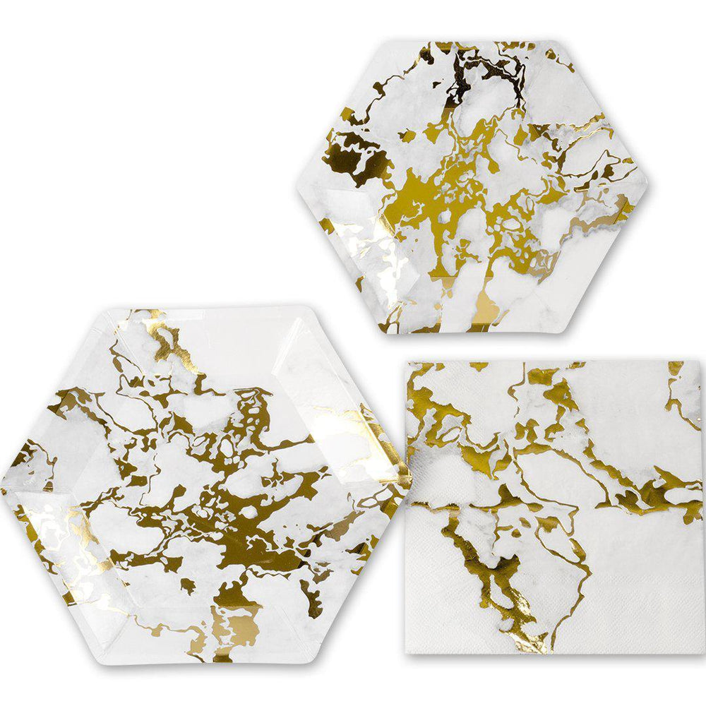 Set of 50 Marble and Gold Foil Tableware Kit-Set of 50-Koyal Wholesale-