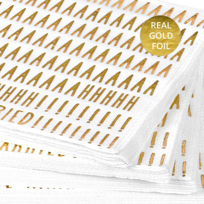 Set of 50 We're Married Funny Cocktail Napkins-Set of 50-Andaz Press-Gold-