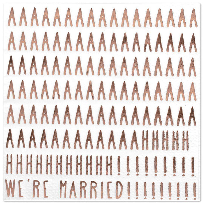 Set of 50 We're Married Funny Cocktail Napkins-Set of 50-Andaz Press-Gold-