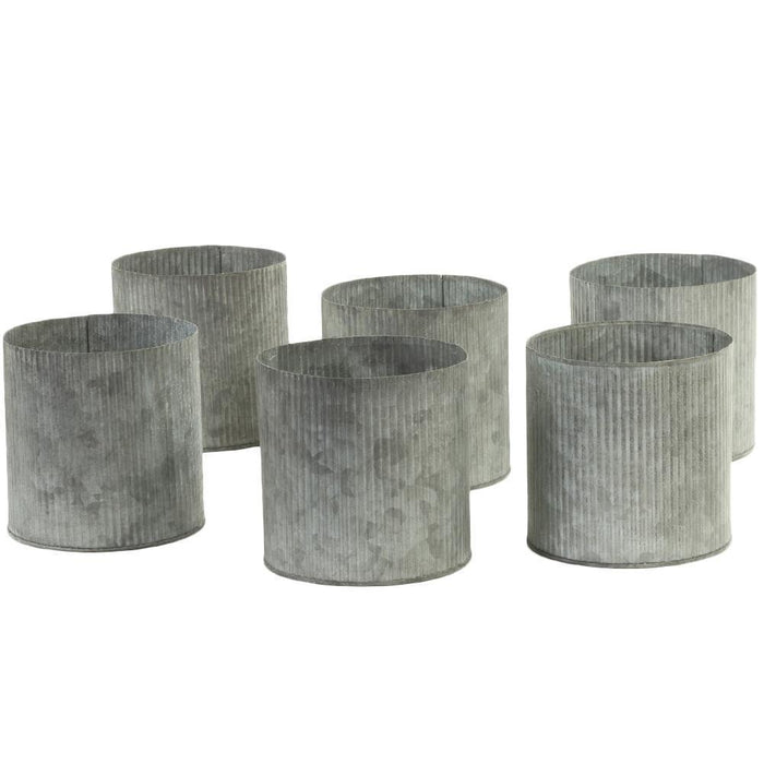 Set of 6 Corrugated Zinc Cylinder Vases-Set of 6-Koyal Wholesale-4" x 4"-