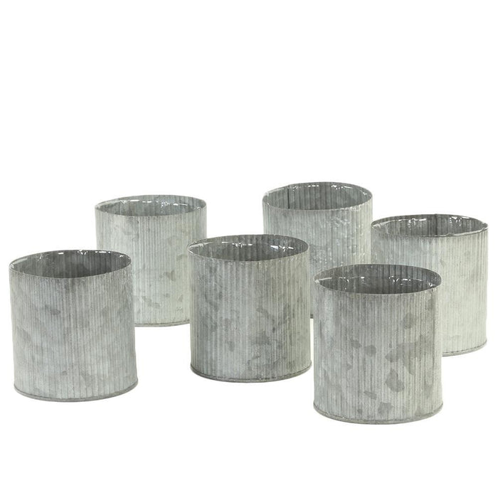Set of 6 Corrugated Zinc Cylinder Vases-Set of 6-Koyal Wholesale-4" x 4"-