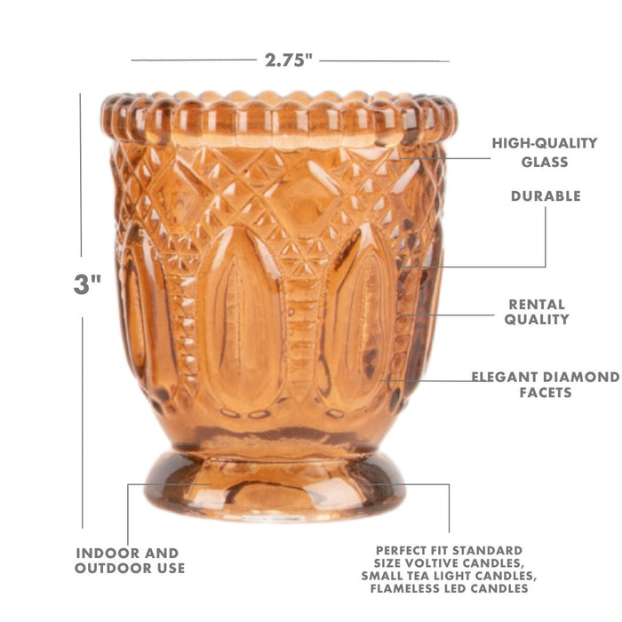 Set of 6 Earth Tone Vintage Glass Candle Holder Bulk Pack-Koyal Wholesale-Set of 1 (6 PC)-