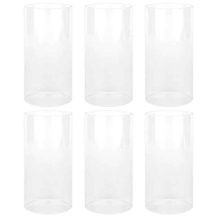 Set of 6 Glass Candle Covers, Chimney Glass Tube Covers for Taper & Pillar Candles-Set of 6-Koyal Wholesale-2.6" x 10"-