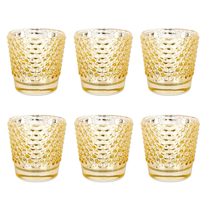 Set of 6 Hobnail Glass Candle Holders, Bulk Packs-Koyal Wholesale-Clear-Set of 1 (6PC)-