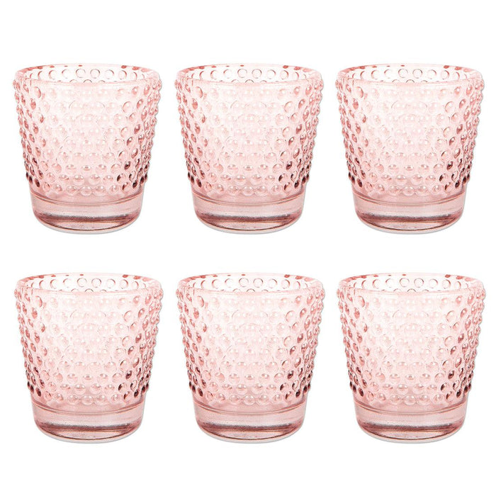 Set of 6 Hobnail Glass Candle Holders, Bulk Packs-Koyal Wholesale-Clear-Set of 1 (6PC)-