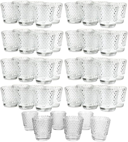 Set of 6 Hobnail Glass Candle Holders, Bulk Packs-Koyal Wholesale-Clear-Set of 1 (6PC)-