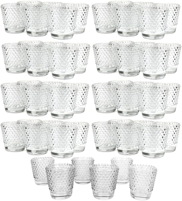 Set of 6 Hobnail Glass Candle Holders, Bulk Packs-Koyal Wholesale-Clear-Set of 1 (6PC)-