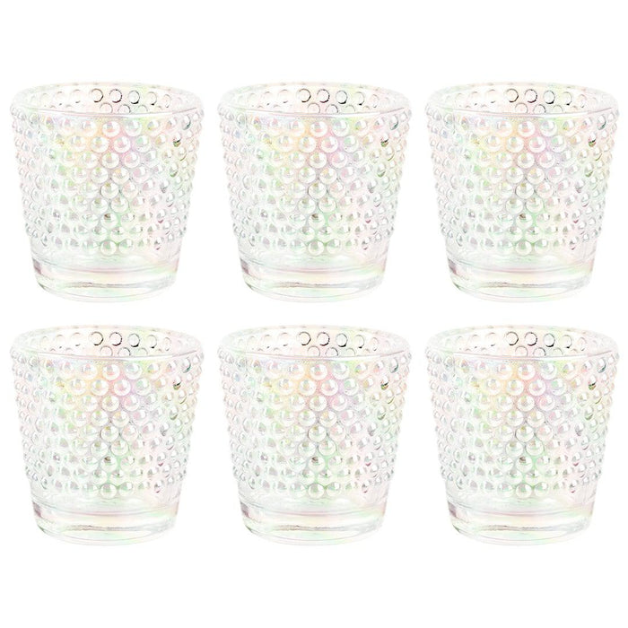 Set of 6 Hobnail Glass Candle Holders, Bulk Packs-Koyal Wholesale-Clear-Set of 1 (6PC)-