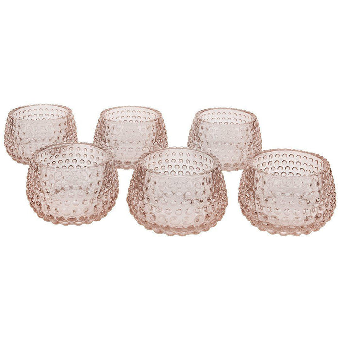 Set of 6 Hobnail Multi-Use Glass Candle Holders-Set of 6-Koyal Wholesale-Red-