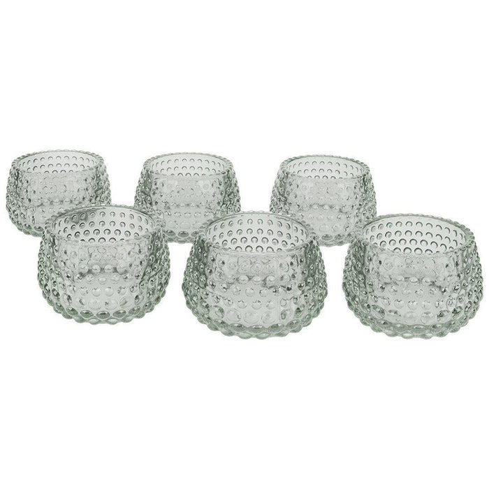 Set of 6 Hobnail Multi-Use Glass Candle Holders-Set of 6-Koyal Wholesale-Red-