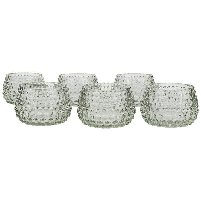 Set of 6 Hobnail Multi-Use Glass Candle Holders-Set of 6-Koyal Wholesale-Clear-