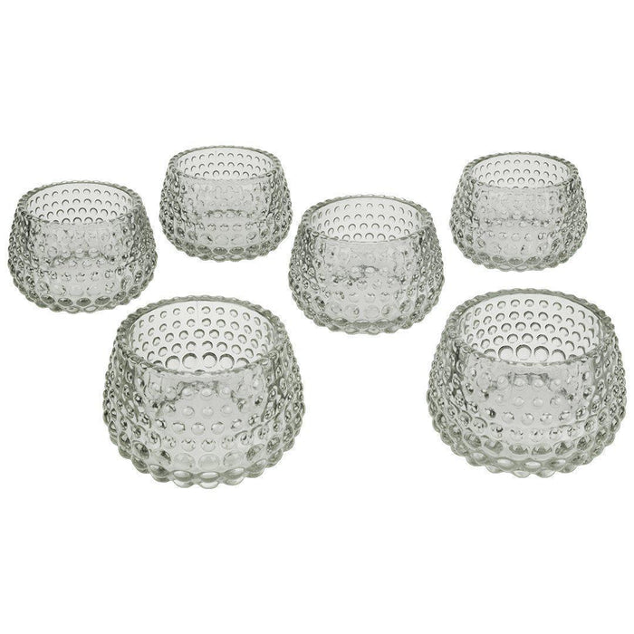 Set of 6 Hobnail Multi-Use Glass Candle Holders-Set of 6-Koyal Wholesale-Clear-