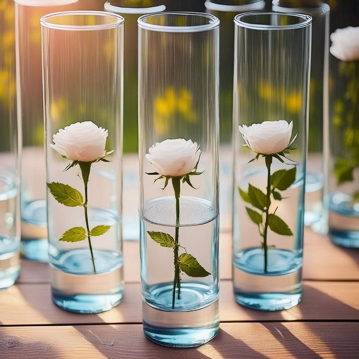 Set of 6 Mini Glass Cylinder Vases-Set of 6-Koyal Wholesale-
