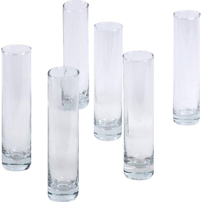 Set of 6 Mini Glass Cylinder Vases-Set of 6-Koyal Wholesale-