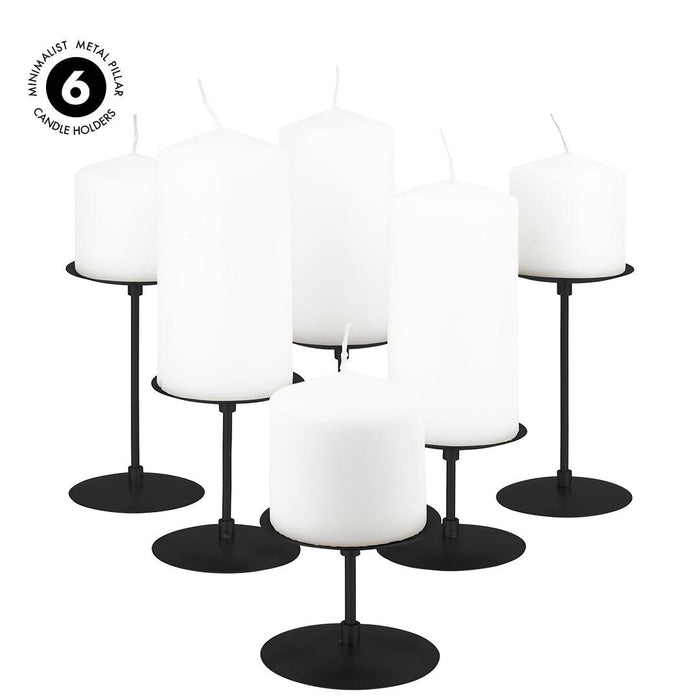Set of 6 Minimalist Metal Pillar Candle Holders, Modern Candle Holder Plate Set-Set of 6-Koyal Wholesale-Gold-