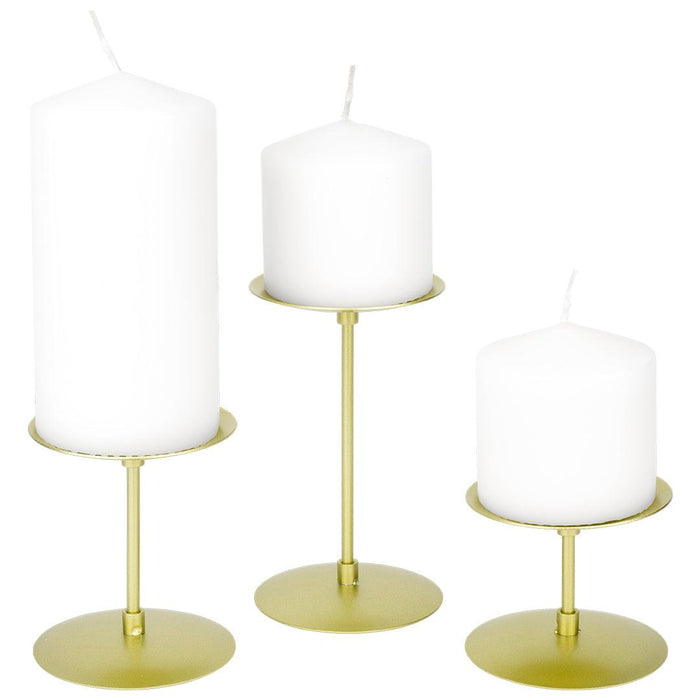 Set of 6 Minimalist Metal Pillar Candle Holders, Modern Candle Holder Plate Set-Set of 6-Koyal Wholesale-Gold-