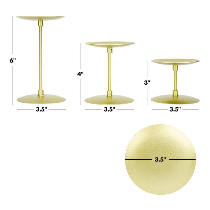 Set of 6 Minimalist Metal Pillar Candle Holders, Modern Candle Holder Plate Set-Set of 6-Koyal Wholesale-Gold-
