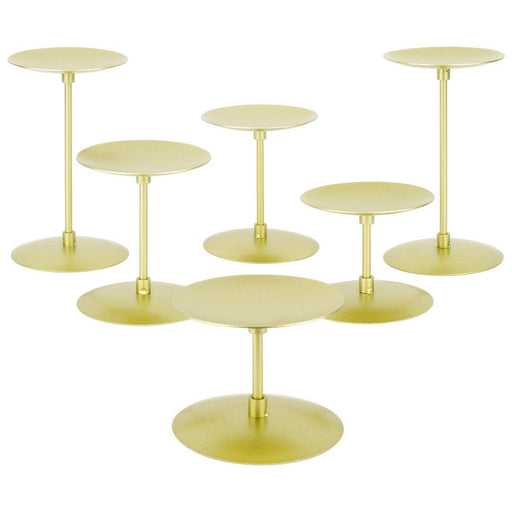 Set of 6 Minimalist Metal Pillar Candle Holders, Modern Candle Holder Plate Set-Set of 6-Koyal Wholesale-Gold-