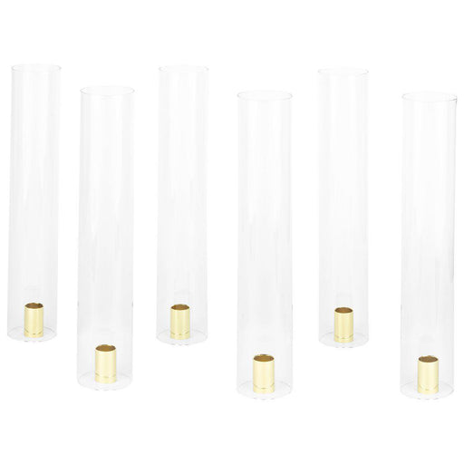 Set of 6 Minimalist Taper Candle Holders with Hurricane Glass for Weddings Centerpieces-Set of 6-Koyal Wholesale-