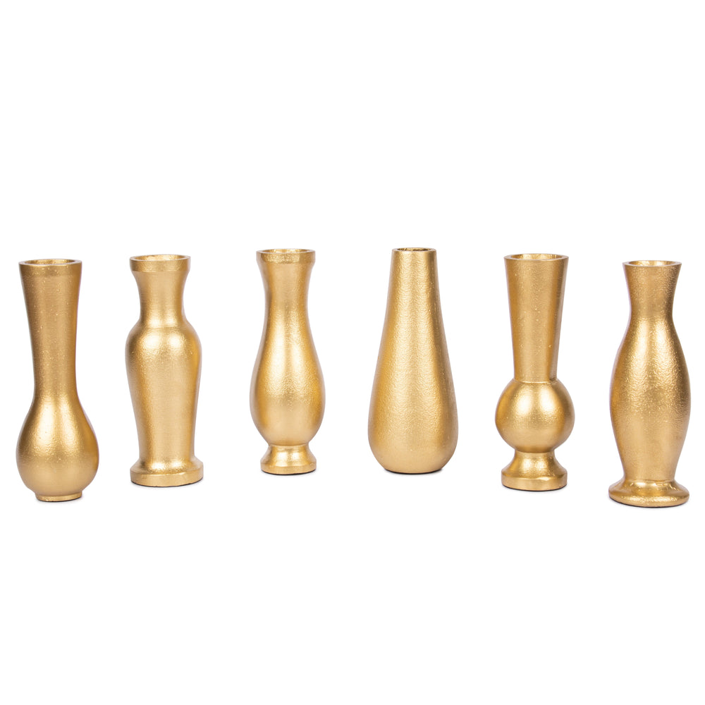 Set of 6 Modern Metal Bud Vases-Set of 6-Koyal Wholesale-Gold-