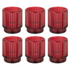 Set of 6 Ribbed Glass Votive Candle Holders - Aesthetic Decor & Candle Holders for Table Centerpiece-Set of 6-Koyal Wholesale-Burgundy-