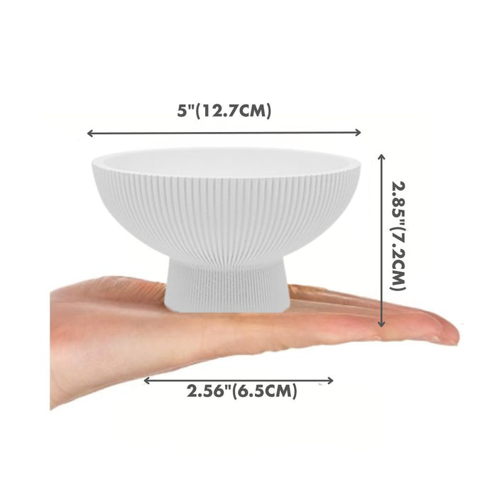 Set of 6 Ribbed Pedestal Decorative Bowls-Set of 6-Koyal Wholesale-Desert Tan-