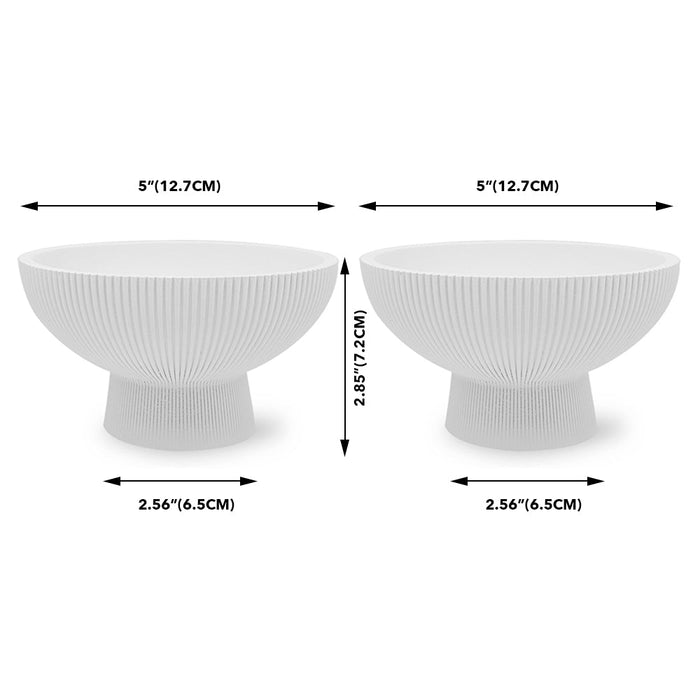 Set of 6 Ribbed Pedestal Decorative Bowls-Set of 6-Koyal Wholesale-Desert Tan-