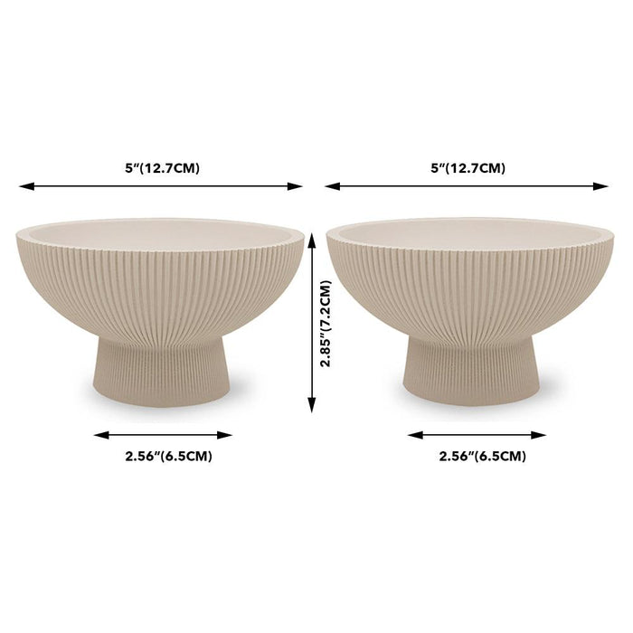 Set of 6 Ribbed Pedestal Decorative Bowls-Set of 6-Koyal Wholesale-Desert Tan-
