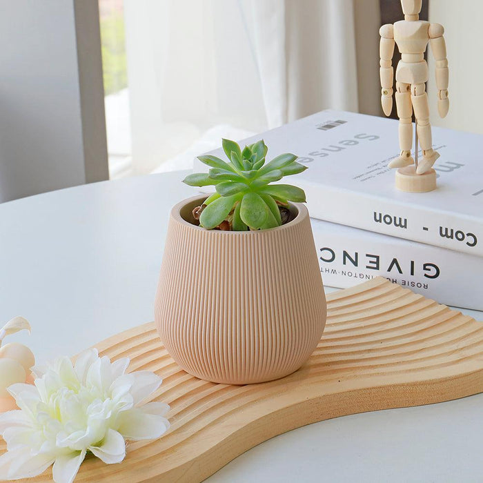 Set of 6 Ribbed Short Fluted Boho Vases-Set of 6-Koyal Wholesale-Desert Tan-
