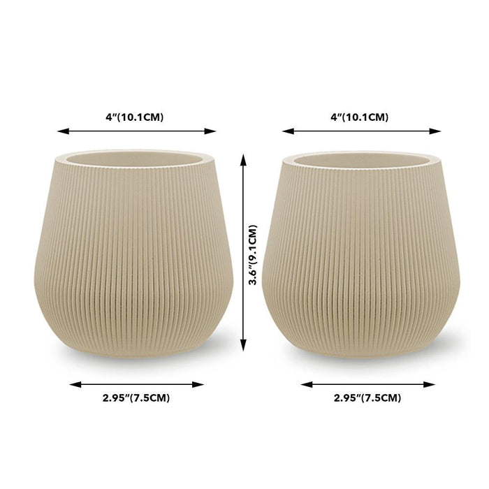 Set of 6 Ribbed Short Fluted Boho Vases-Set of 6-Koyal Wholesale-Desert Tan-