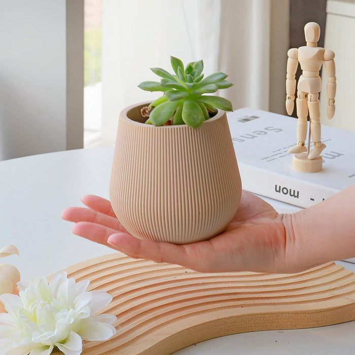 Set of 6 Ribbed Short Fluted Boho Vases-Set of 6-Koyal Wholesale-Desert Tan-