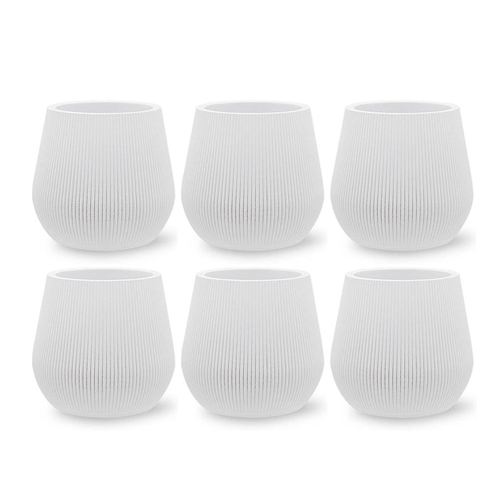 Set of 6 Ribbed Short Fluted Boho Vases-Set of 6-Koyal Wholesale-White-