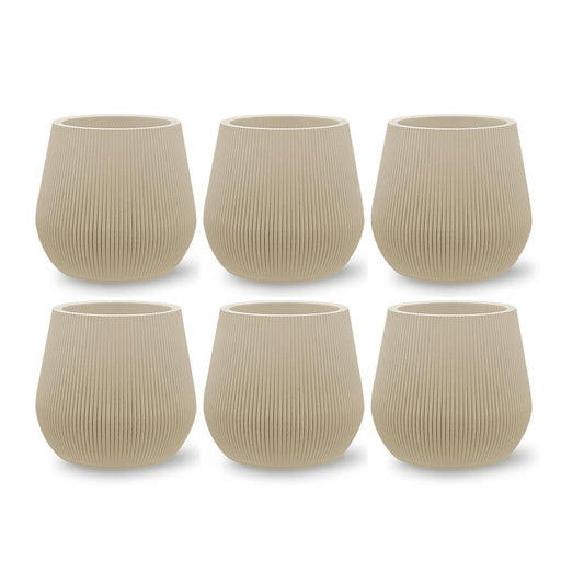 Set of 6 Ribbed Short Fluted Boho Vases-Set of 6-Koyal Wholesale-Desert Tan-