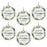 Set of 6 Round Porcelain Bulk Pack Christmas Tree Ornament Keepsake Gift-Set of 6-Andaz Press-Greenery Floral - Cousins-