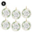 Set of 6 Round Porcelain Bulk Pack Christmas Tree Ornament Keepsake Gift-Set of 6-Andaz Press-Greenery Floral - Cousins-