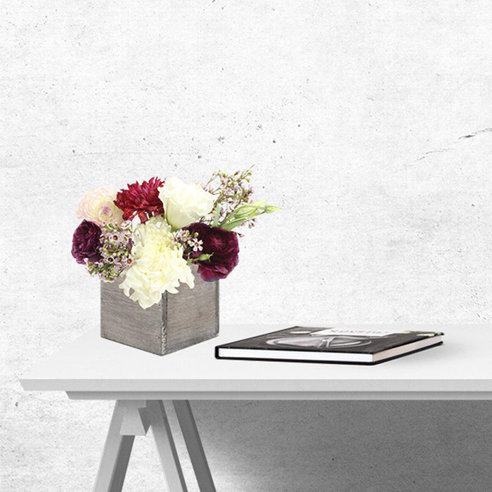 Set of 6 Rustic Square Cube Wood Vase-Set of 6-Koyal Wholesale-4" x 4" x 4"-
