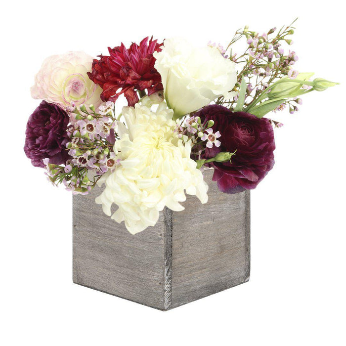 Set of 6 Rustic Square Cube Wood Vase-Set of 6-Koyal Wholesale-4" x 4" x 4"-