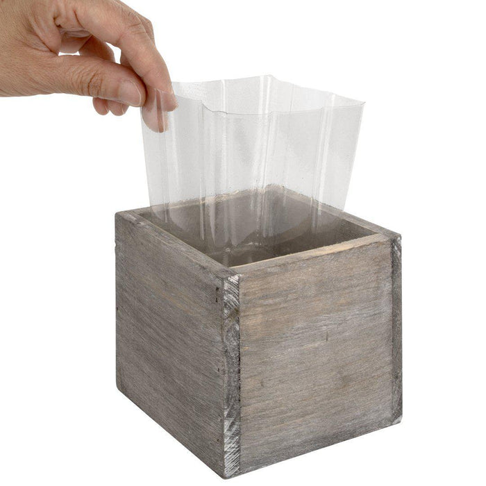 Set of 6 Rustic Square Cube Wood Vase-Set of 6-Koyal Wholesale-4" x 4" x 4"-