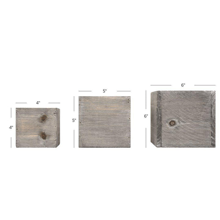 Set of 6 Rustic Square Cube Wood Vase-Set of 6-Koyal Wholesale-4" x 4" x 4"-