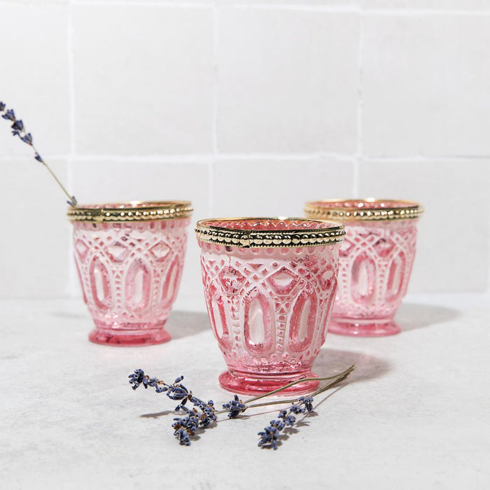 Set of 6 Shabby Chic Glass Vintage Votive Candle Holders Bulk Pack-Koyal Wholesale-Frosted Blue-Set of 1 (6 PC)-