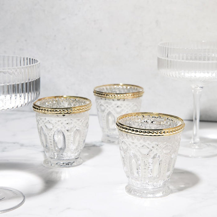 Set of 6 Shabby Chic Glass Vintage Votive Candle Holders Bulk Pack-Koyal Wholesale-Frosted Blue-Set of 1 (6 PC)-