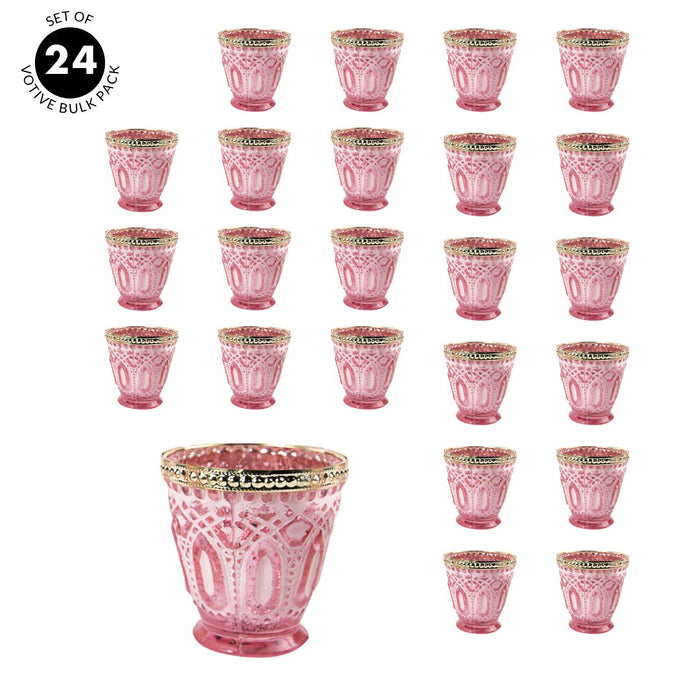 Set of 6 Shabby Chic Glass Vintage Votive Candle Holders Bulk Pack-Koyal Wholesale-Frosted Blue-Set of 1 (6 PC)-