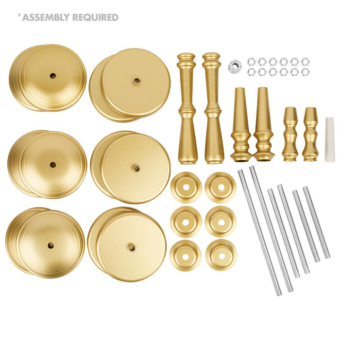 Set of 6 Vintage Antique Metal Pillar Candle Holders-Set of 6-Koyal Wholesale-Champagne Gold-