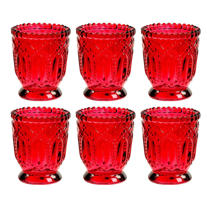 Set of 6 Vintage Glass Candle Holder Bulk Pack-Koyal Wholesale-Blush Pink-Set of 6-