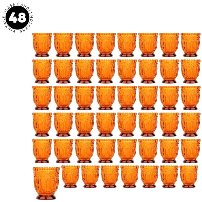 Set of 6 Vintage Glass Candle Holder Bulk Pack-Koyal Wholesale-Blush Pink-Set of 6-