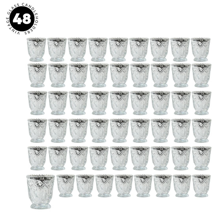 Set of 6 Vintage Glass Candle Holder Bulk Pack-Koyal Wholesale-Blush Pink-Set of 6-