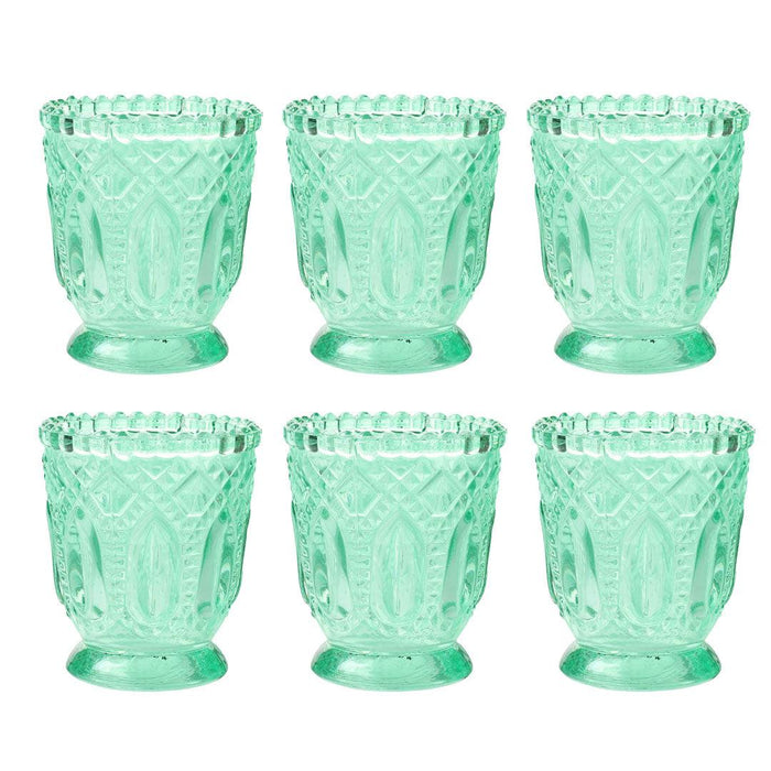 Set of 6 Vintage Glass Candle Holder Bulk Pack-Koyal Wholesale-Blush Pink-Set of 6-