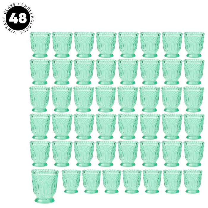 Set of 6 Vintage Glass Candle Holder Bulk Pack-Koyal Wholesale-Blush Pink-Set of 6-